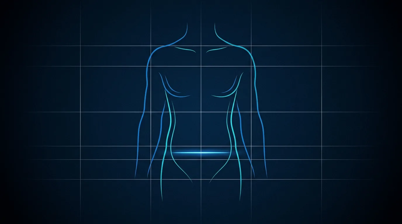 The scar is planned low and horizontal, where it stays hidden.