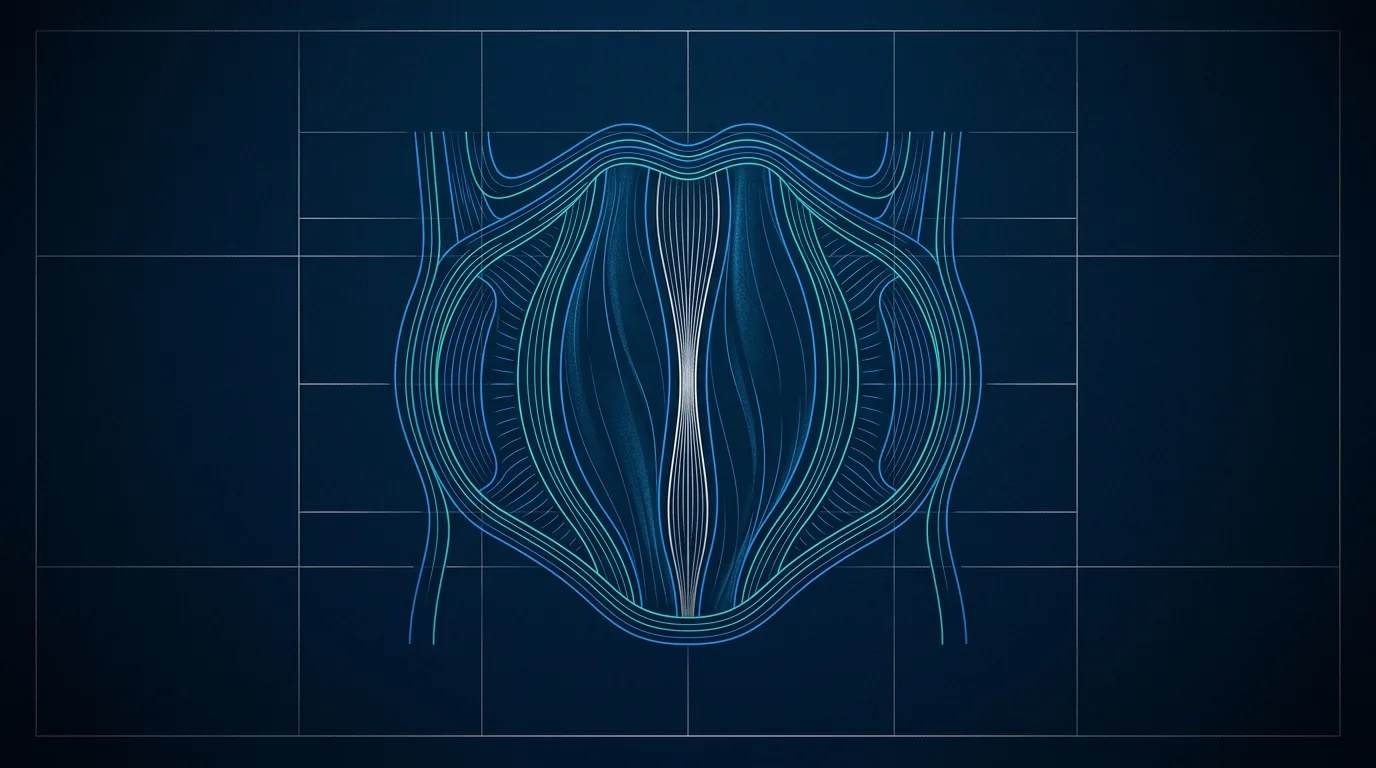 Midline schematic: the two rectus muscles and the linea alba between them.